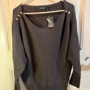 Ralph Lauren Women's Gray Sweater with Gold Buttons Size Latge